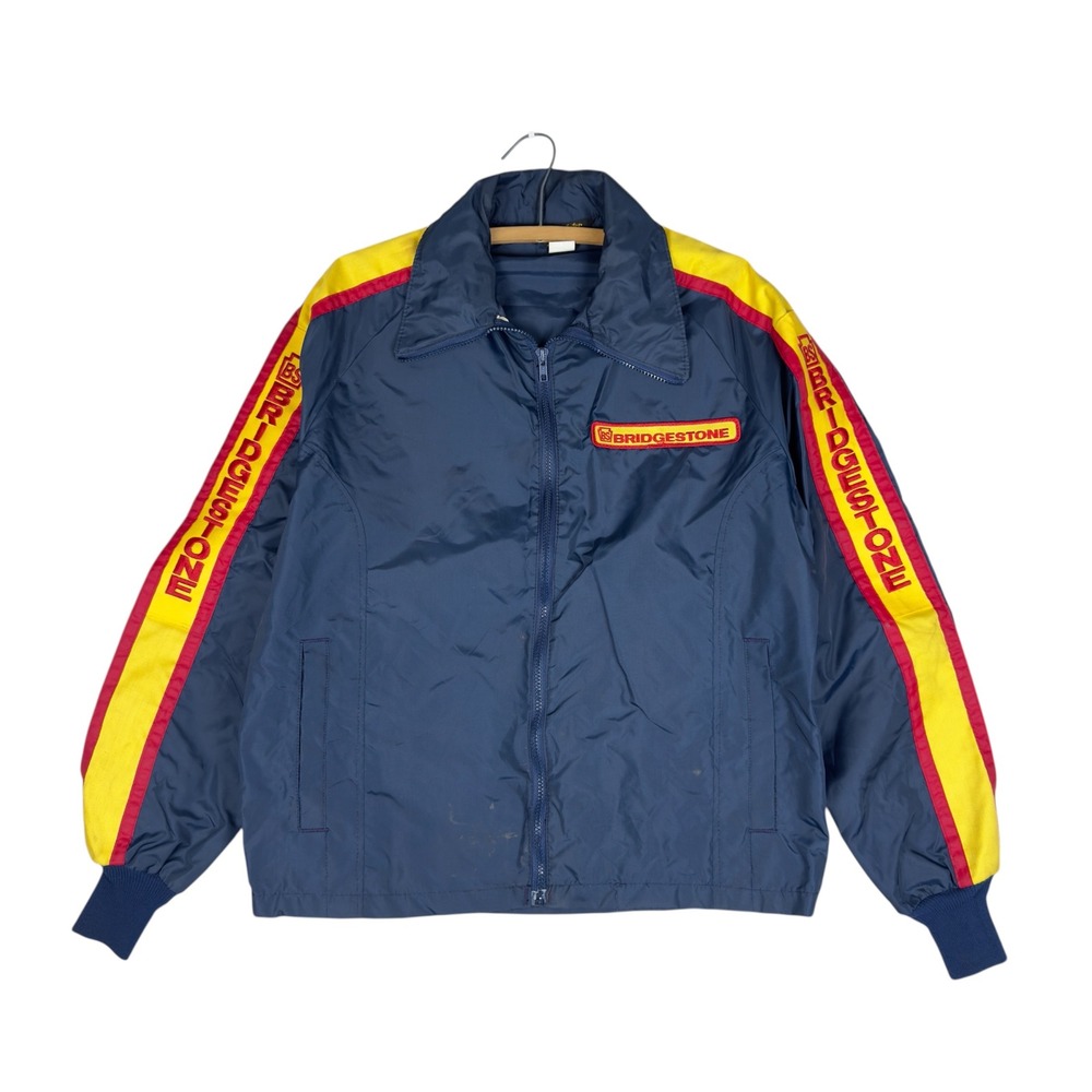 Vtg‎ 70s Bridgestone Racing Jacket Men's M Blue Yellow Motorsport Swingster USA